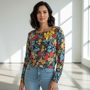 Anthropologie Karen Nicol Fall Cardigan with Embroidery SMALL